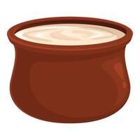 Traditional clay pot with creamy substance vector