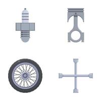 Motorcycle equipment icons set cartoon . Motorcycle gear and accessory vector