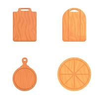 Board icons set cartoon . Wooden cutting board of different shape vector