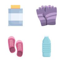 Sport equipment icons set cartoon . Sportswear and accessory vector