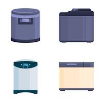 Bread maker icons set cartoon . Modern kitchen breadmaker appliance vector