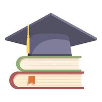 Graduation cap on books illustration vector