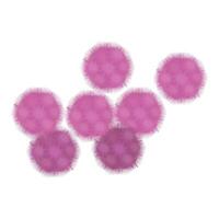 Digital illustration of overlapping fluffy purple spheres on a white background vector