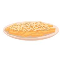 graphic of a plate of fries topped with melted cheese vector