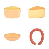 Dutch cuisine icons set isometric . Various dutch dish vector