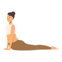 Woman practicing cobra pose in yoga session vector