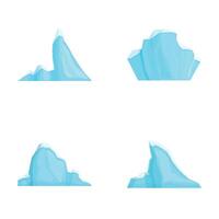 grande iceberg íconos conjunto dibujos animados . iceberg flotante en Oceano vector