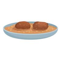 Homemade beans and meatballs on a plate vector