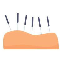 gráfico representación de acupuntura terapia en un humano cuerpo parte con agujas insertado vector