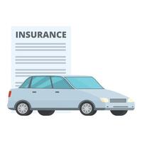 graphic of a sedan with an oversized insurance policy document in the background vector