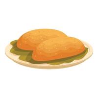 Fresh baked bread loaf on plate illustration vector