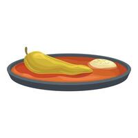 Cartoon chilli pepper on plate illustration vector