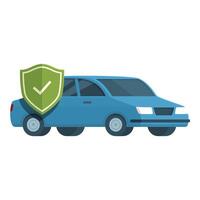 Secure car with shield protection icon vector