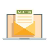 Accepted email notification on laptop screen vector