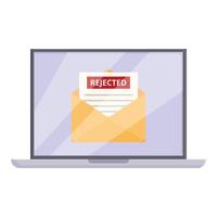 Email rejection notification on laptop screen vector