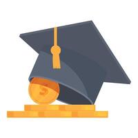 Graduation cap on coins stack illustration vector