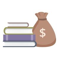 apilar de libros y dinero bolsa, simbolizando educación inversión vector