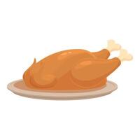 Roasted chicken illustration on plate vector