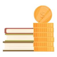 educación inversión concepto con libros y monedas vector