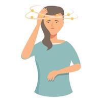 Woman experiencing dizziness and vertigo symptoms vector