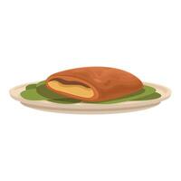 Cartoon steak on a plate illustration vector