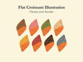 flat croissant viral cafe bakery cake snack idea event dessert food creative illustration fat vector