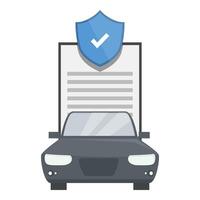 graphic of a car with a protective shield and checkmark, symbolizing insurance approval vector
