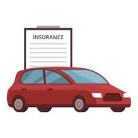 Red car with insurance policy document concept vector