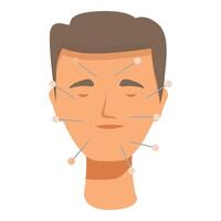 Acupuncture therapy on male face illustration vector