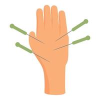 illustration of a hand with acupuncture points marked for educational use vector