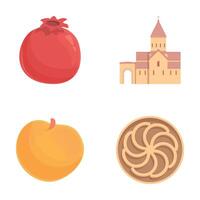 Armenia symbol icons set cartoon . Various landmark of armenia vector