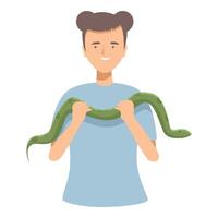 Man holding pet snake illustration vector