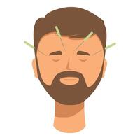 Man with acupuncture needles in face illustration vector