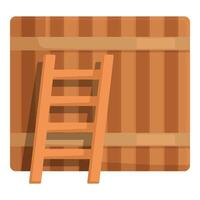 Wooden ladder against barrel illustration vector