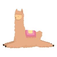 Cartoon llama illustration resting on ground vector