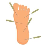 graphic of a human foot with acupuncture needles for wellness and alternative medicine themes vector