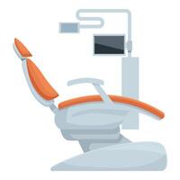 Clean, flat design illustration of a contemporary dentist's chair with equipment vector