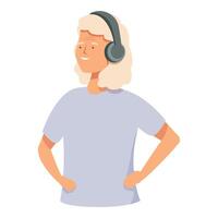 Smiling woman with headphones illustration vector