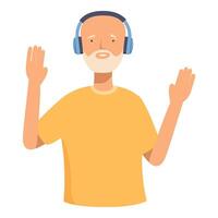 Happy senior man listening to music with headphones vector