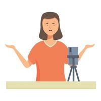 Female presenter with camera illustration vector