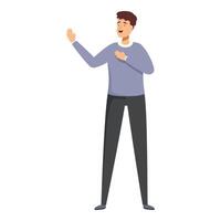 Friendly man gesturing with open hand vector