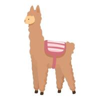 linda dibujos animados alpaca con ensillar ilustración vector