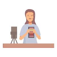 Female photographer holding color swatches vector