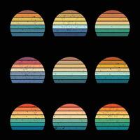 A set of retro vintage sunset shape vector