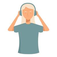 Serene young woman enjoying music in headphones vector