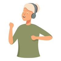 Happy young adult dancing with headphones vector