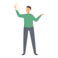 Excited man holding document and gesturing success vector