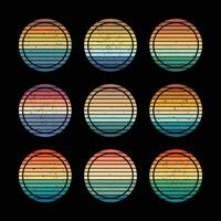 A set of retro vintage sunset shape vector