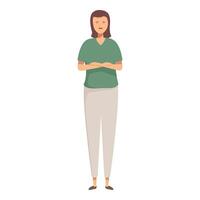 Confident woman standing arms crossed vector