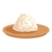 Fresh cottage cheese on a clay plate vector